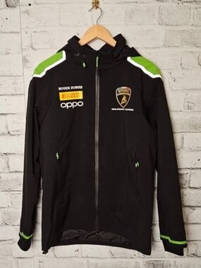 Lamborghini Squadra Corse Jacket Hooded Black Green Small Logo